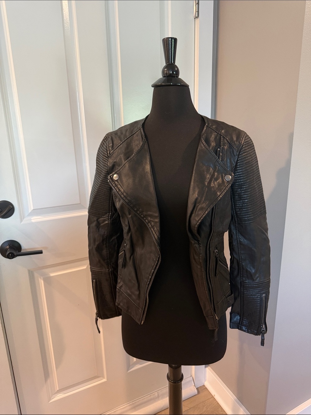 Topshop Black Faux Leather Moto Jacket